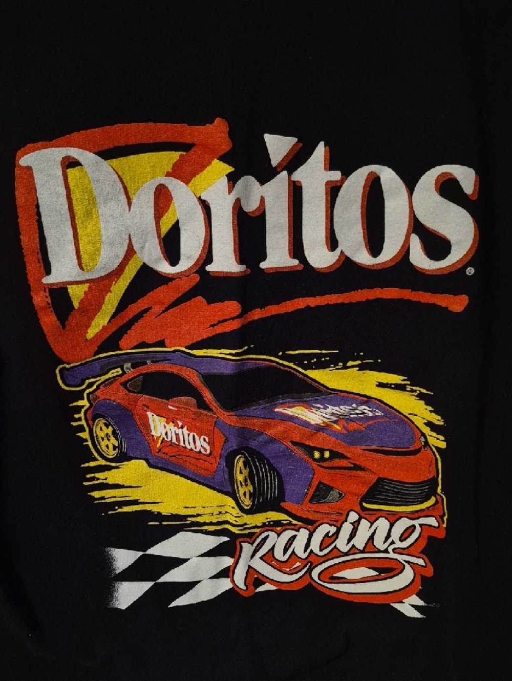 Black Short Sleeve Retro Racing Graphic Tee Mens Small